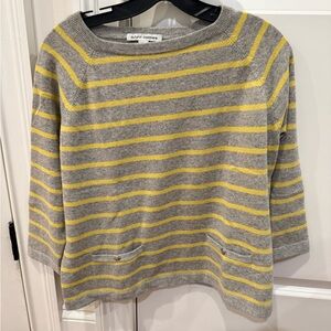 Autumn Cashmere Gray and Yellow Striped Sweater